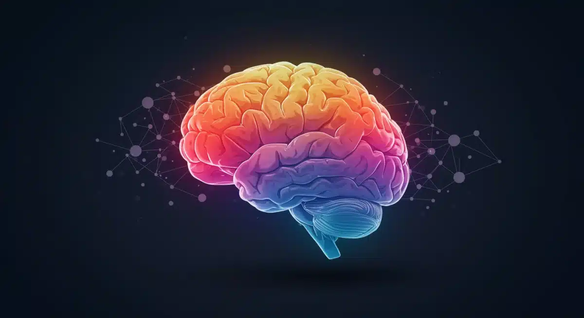 Dynamic brain graphic showing enhanced cognitive function