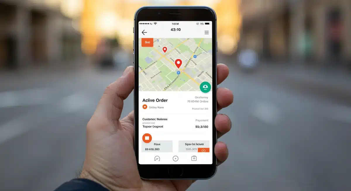 Smartphone displaying a food delivery app with an active order.