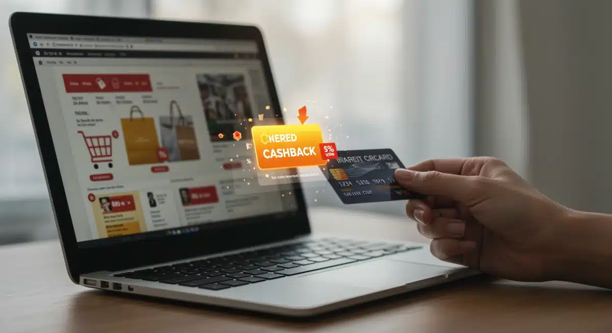 Online shopping with a credit card, earning cash back rewards