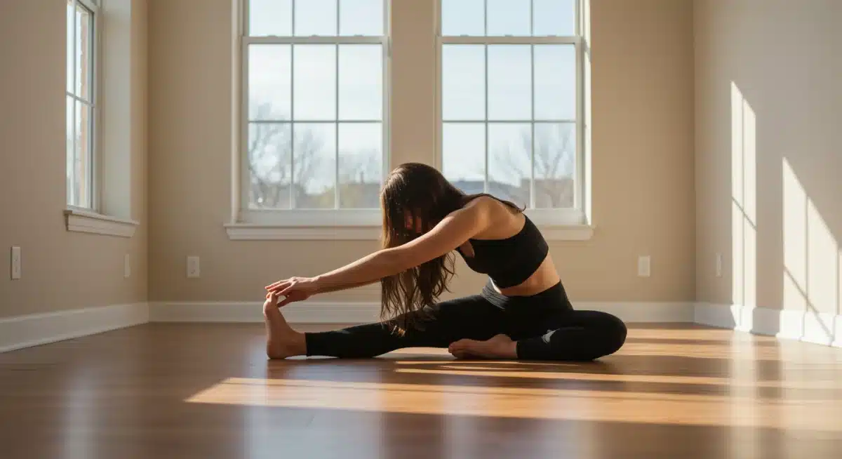 Person stretching, illustrating physical activity for stress reduction.