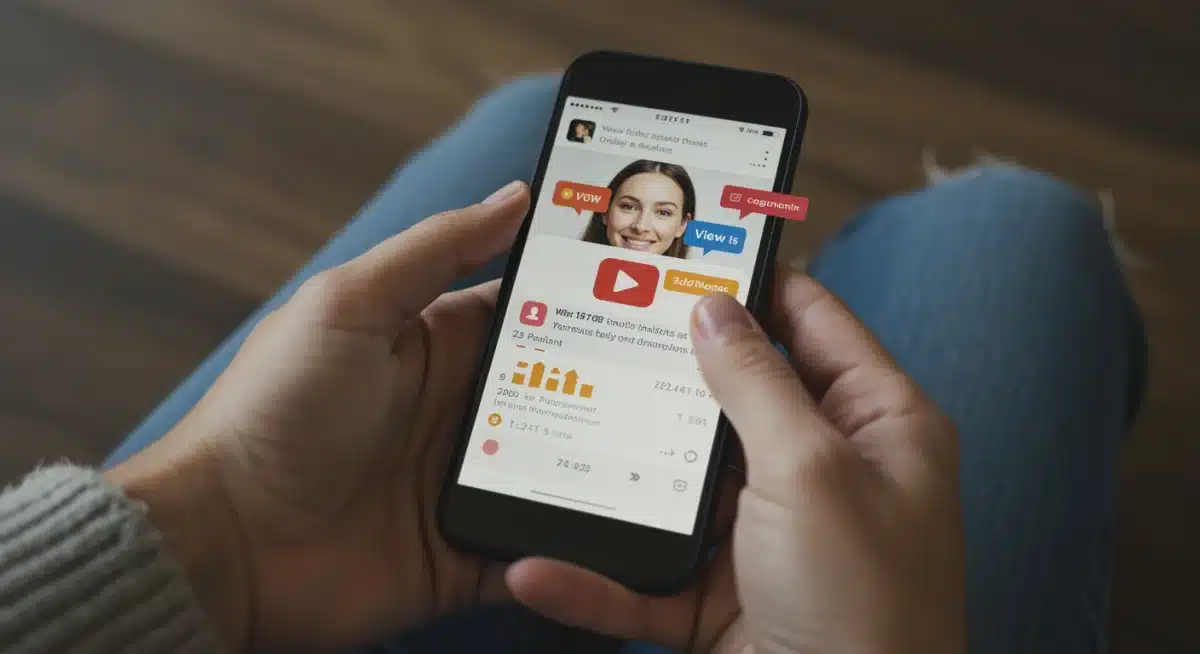 Smartphone displaying viral video engagement metrics