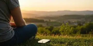 Person enjoying nature during a digital detox, phone put away