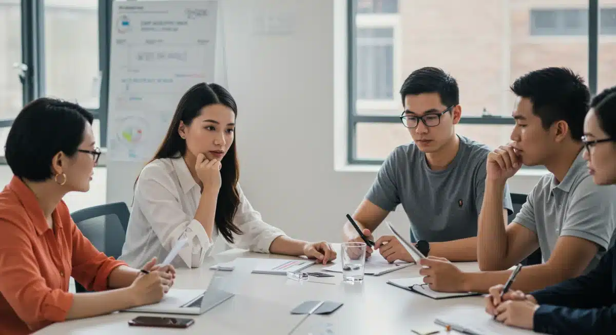 Diverse group discussing complex news event multiple perspectives