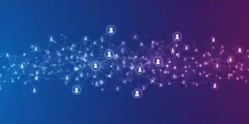 Abstract digital network symbolizing Facebook's News Feed algorithm