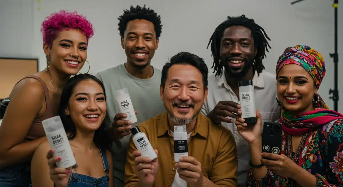 Collaborating social media influencers creating authentic content for brand promotion