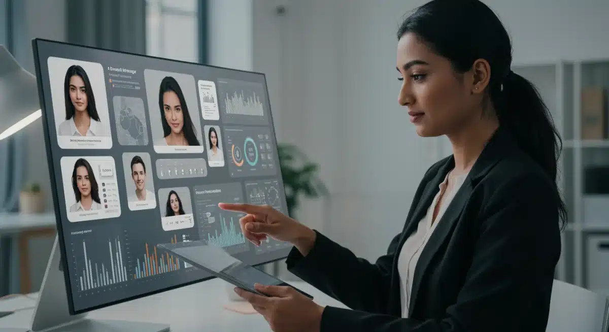 Marketing executive analyzing AI influencer campaign data