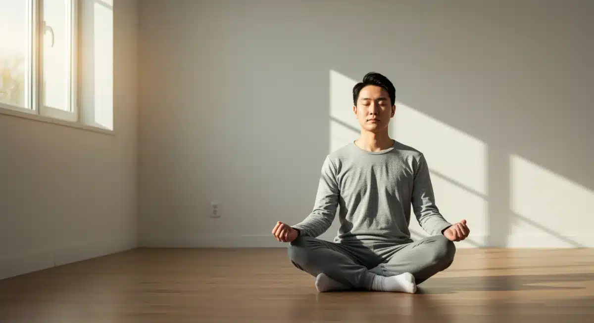 Person meditating for mental clarity during a digital detox