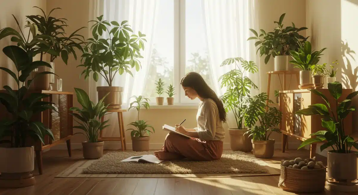 Person practicing mindfulness and journaling for mental clarity