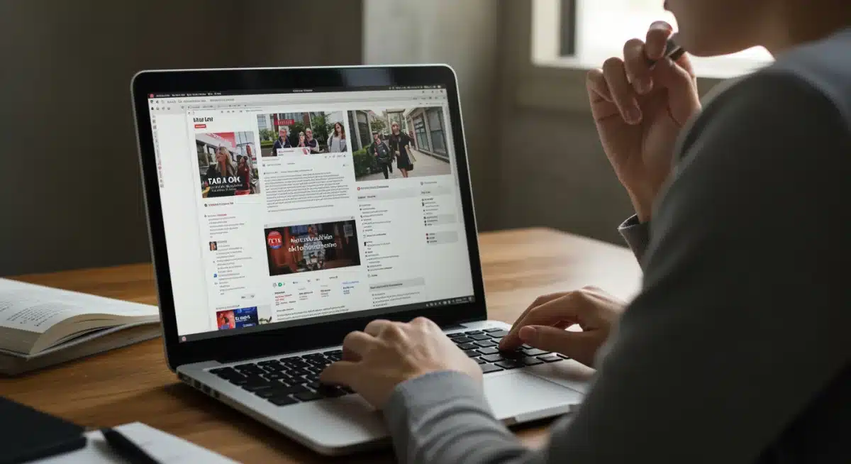 Person researching on laptop with multiple tabs open