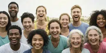 Diverse people engaging in activities that promote happiness and well-being