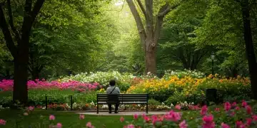 Person relaxing in a serene green park, enjoying nature's calming presence.