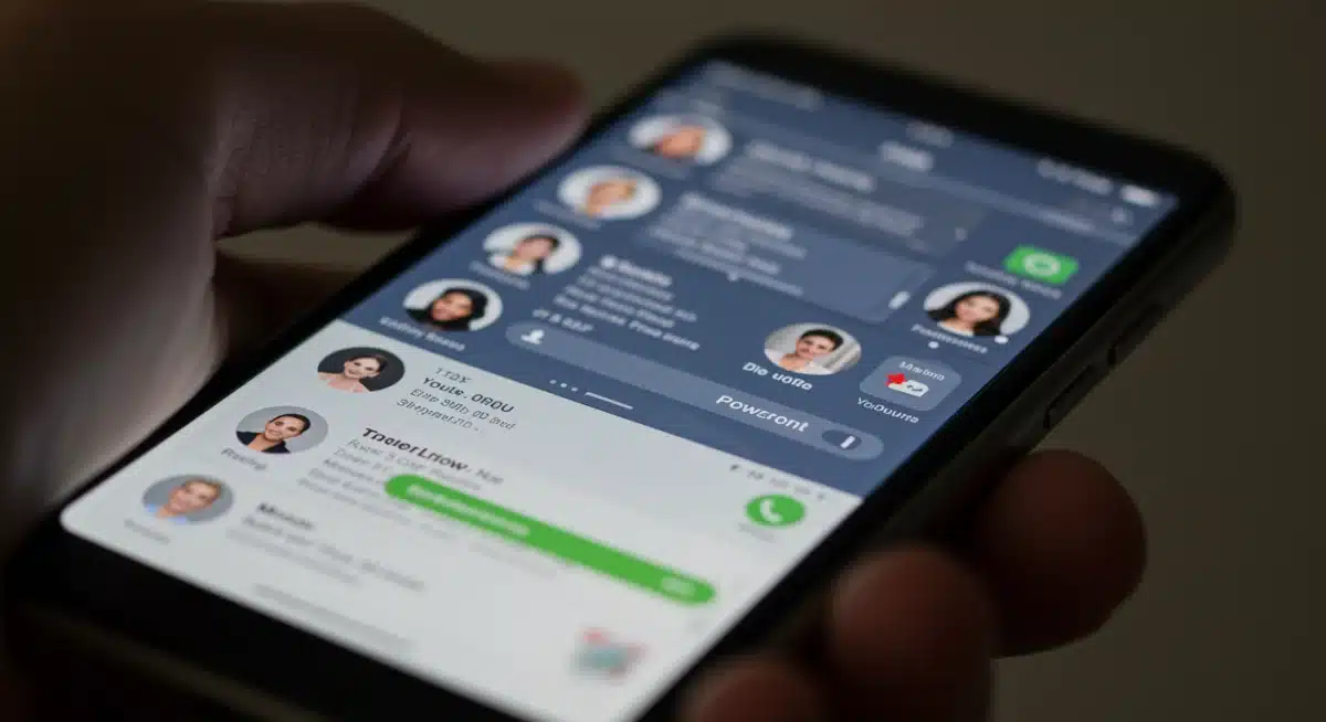 Smartphone screen showing a modern social networking app interface with user profiles.