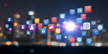 Dynamic social media platform updates illustration, digital marketing innovation