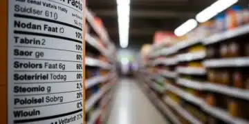 Updated US food label with clear nutritional facts and new design elements.