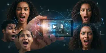 People reacting to viral video content on smartphones, illustrating digital influence