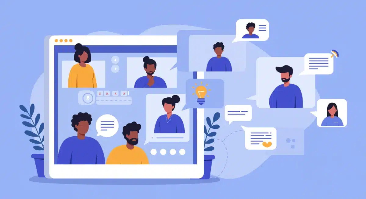 Diverse group engaging in virtual focus group for research studies