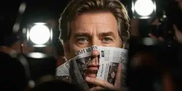 Celebrity controversy and media scrutiny, a conceptual image with blurred headlines