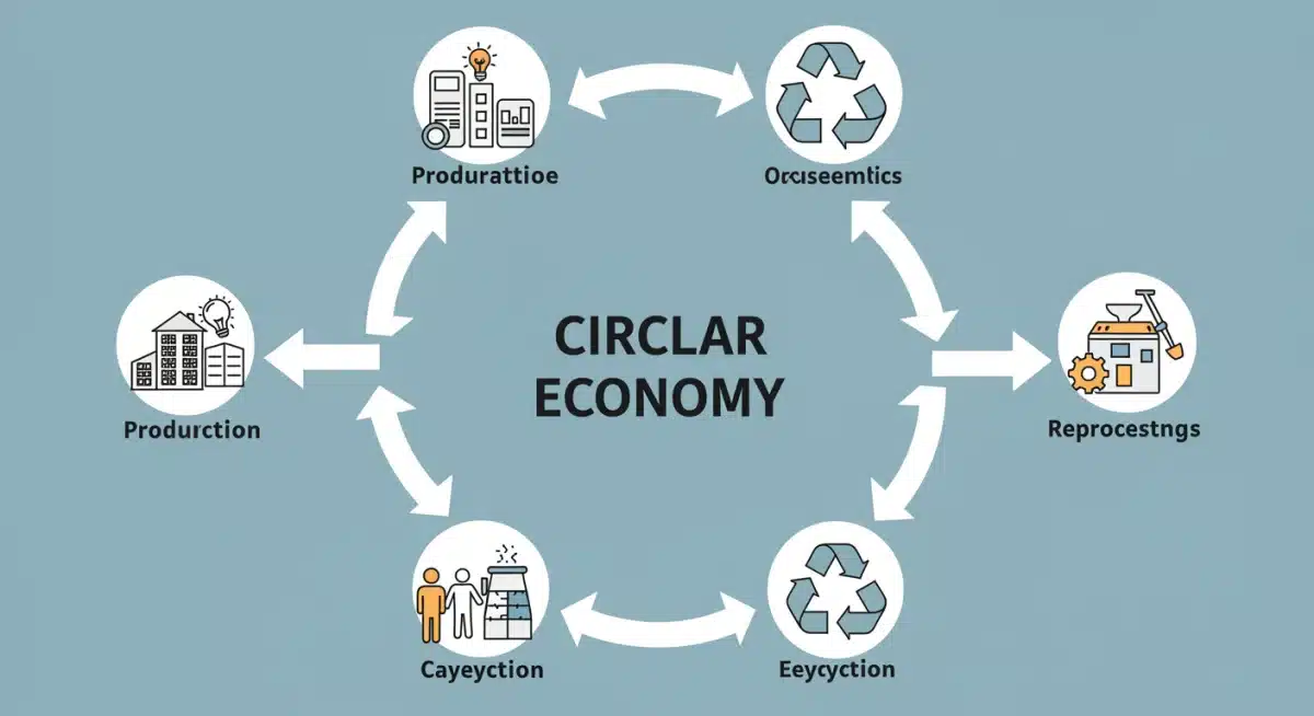 Infographic depicting the circular economy model with recycling at its core.