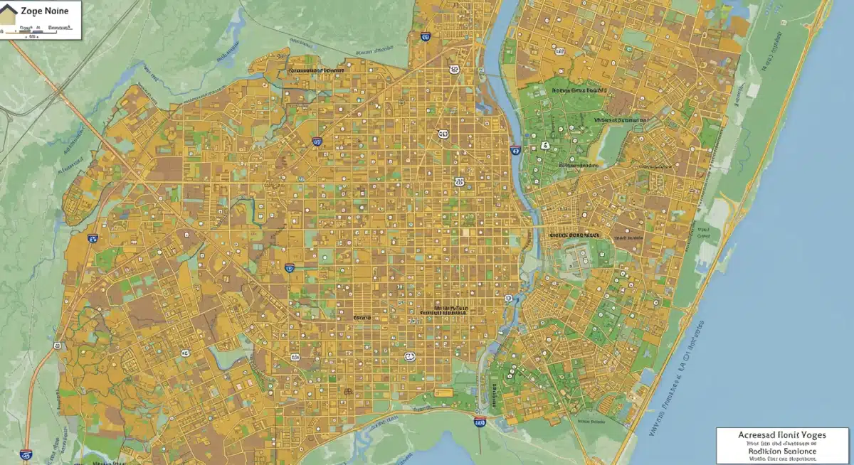 City zoning map showing new residential and mixed-use development areas