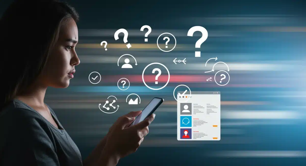 Person critically evaluating online content on a smartphone