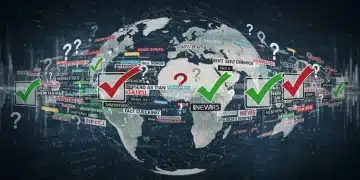 Fact-checking trending news: a visual representation of verifying information against a backdrop of global communication.