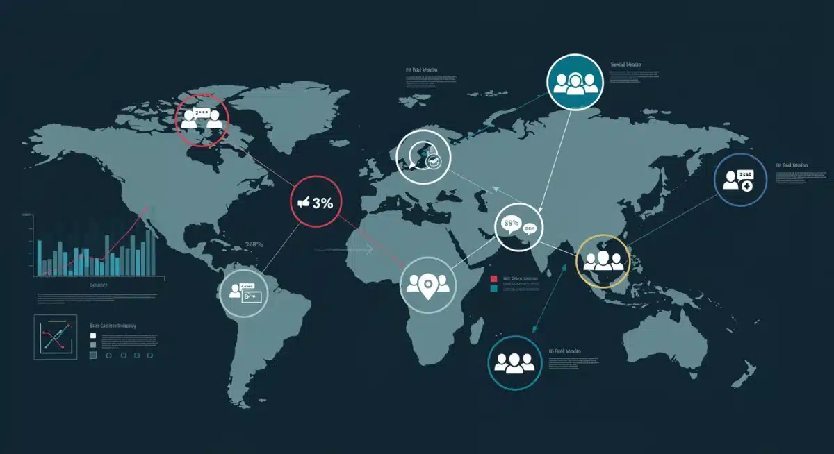 Infographic depicting social media's interconnected influence on public opinion and political discourse.