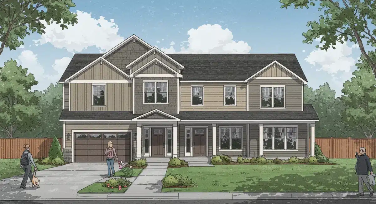 Modern home with distinct living spaces for a multigenerational family.