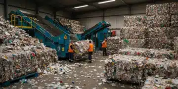 Modern US recycling facility showcasing sorted materials and efficient operations for 2026.