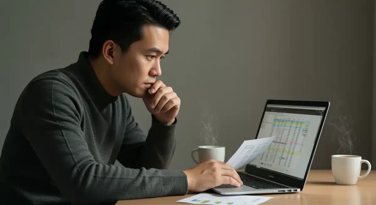 Person reviewing a digital budget spreadsheet.