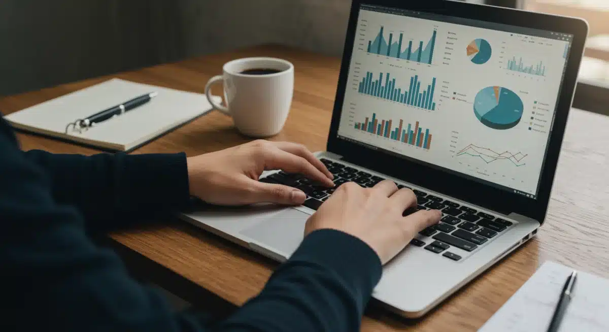 Person analyzing financial data on laptop for retirement planning