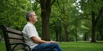 Burnout Recovery: Reclaim Energy & Passion in the US Peaceful person recovering from burnout in a serene park setting