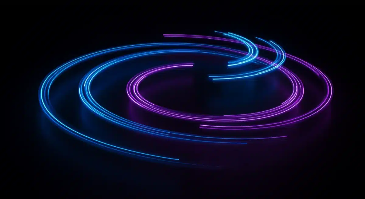 Interconnected light trails symbolizing strong social connections and community support.